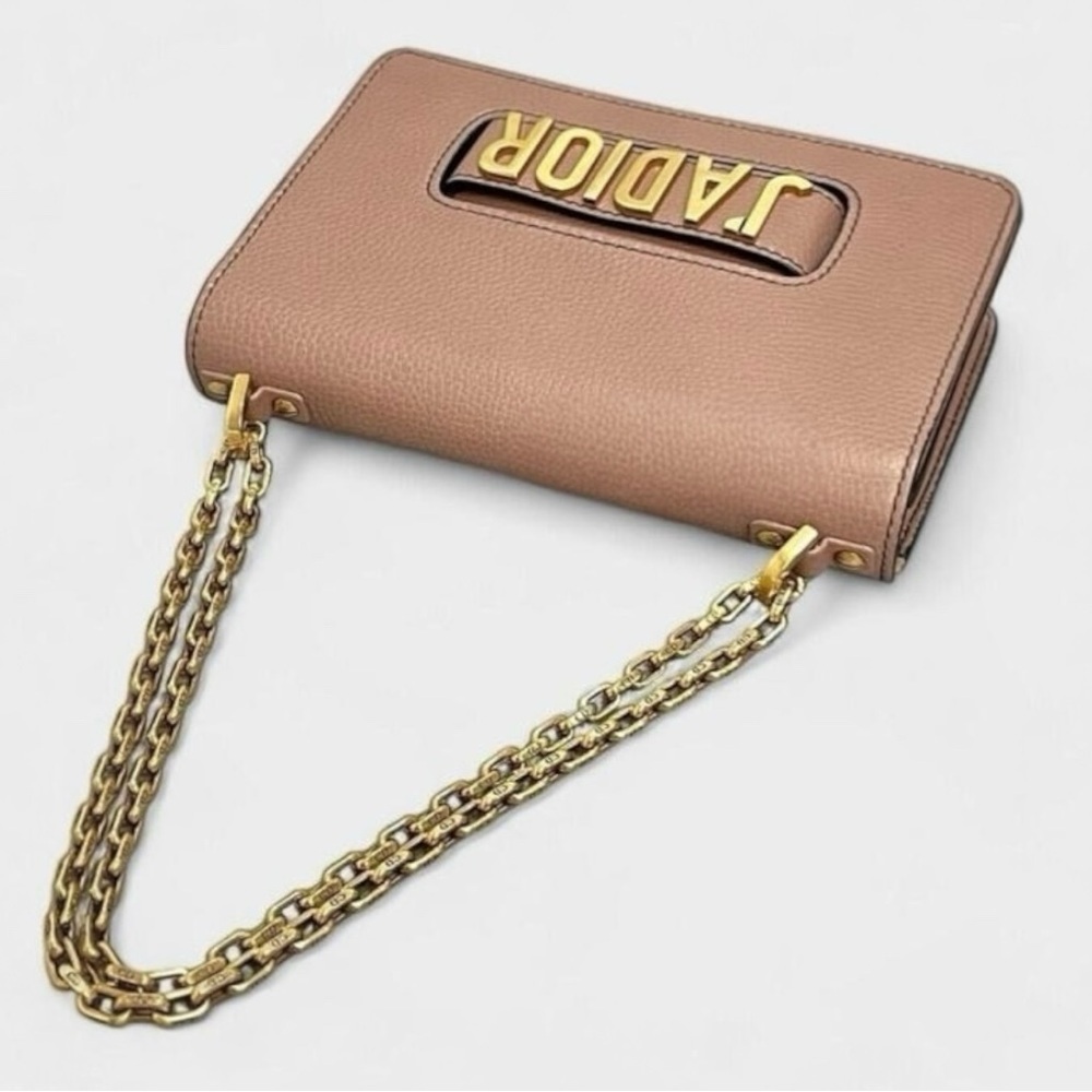CHRISTIAN DIOR J'Adior Logo Flap Leather Chain Shoulder Bag Cluch Rose Poudre - Picture 7 of 16
